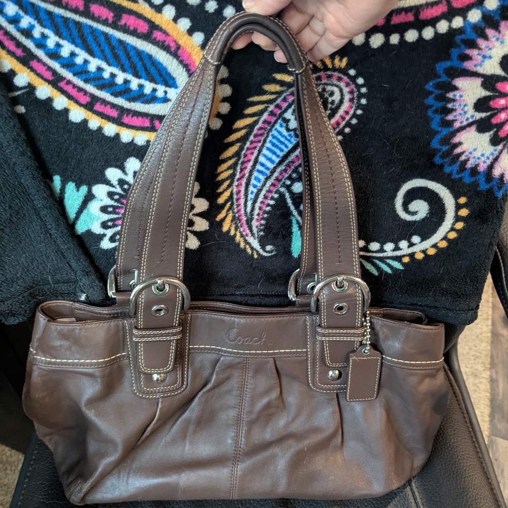 Coach Dark Brown Leather Shoulder Bag